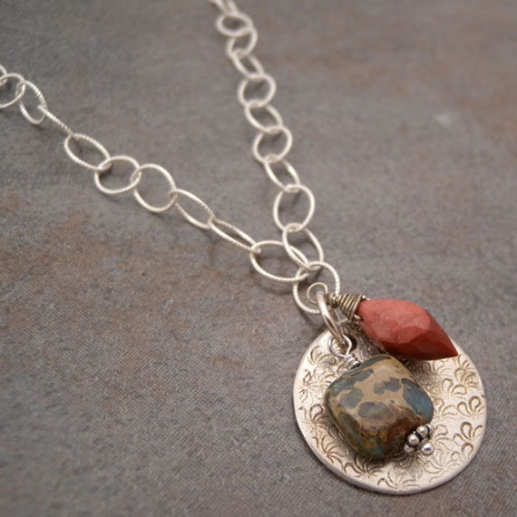 Kette Aus Sterlingsilber Mit Aquaterra Jaspis Und Mookait Kette Aus Sterlingsilber Mit Aquaterra Jaspis Und Mookait von canterburyvines