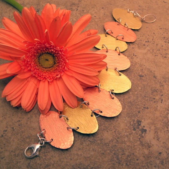 Strukturierte Oval Link Armband Aus Gemischtem Metall Mit Kupfer Sterling Silber Messing von canterburyvines