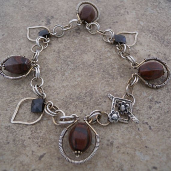 sterling Silber Draht Gewickelt Gerahmten Bilder Jaspis Und Schwarz Spinell Armband sterling Silber Draht Gewickelt Gerahmten Bilder Jaspis Und Schwarz Spinell Armband von canterburyvines