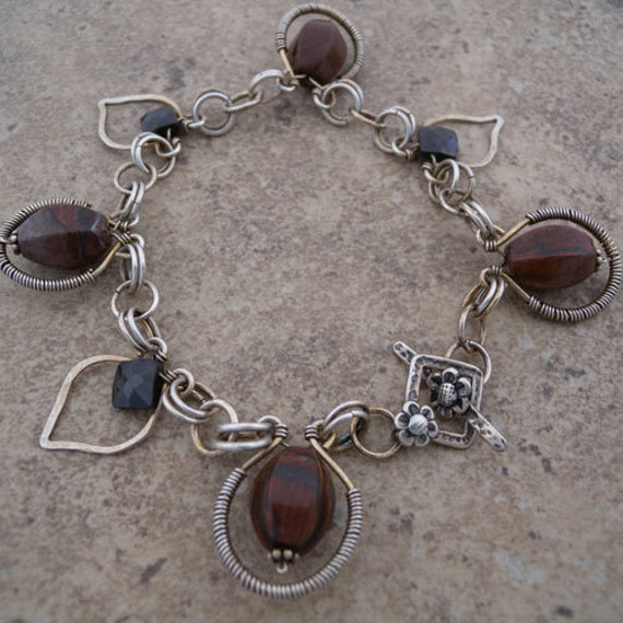 sterling Silber Draht Gewickelt Gerahmten Bilder Jaspis Und Schwarz Spinell Armband sterling Silber Draht Gewickelt Gerahmten Bilder Jaspis Und Schwarz Spinell Armband von canterburyvines
