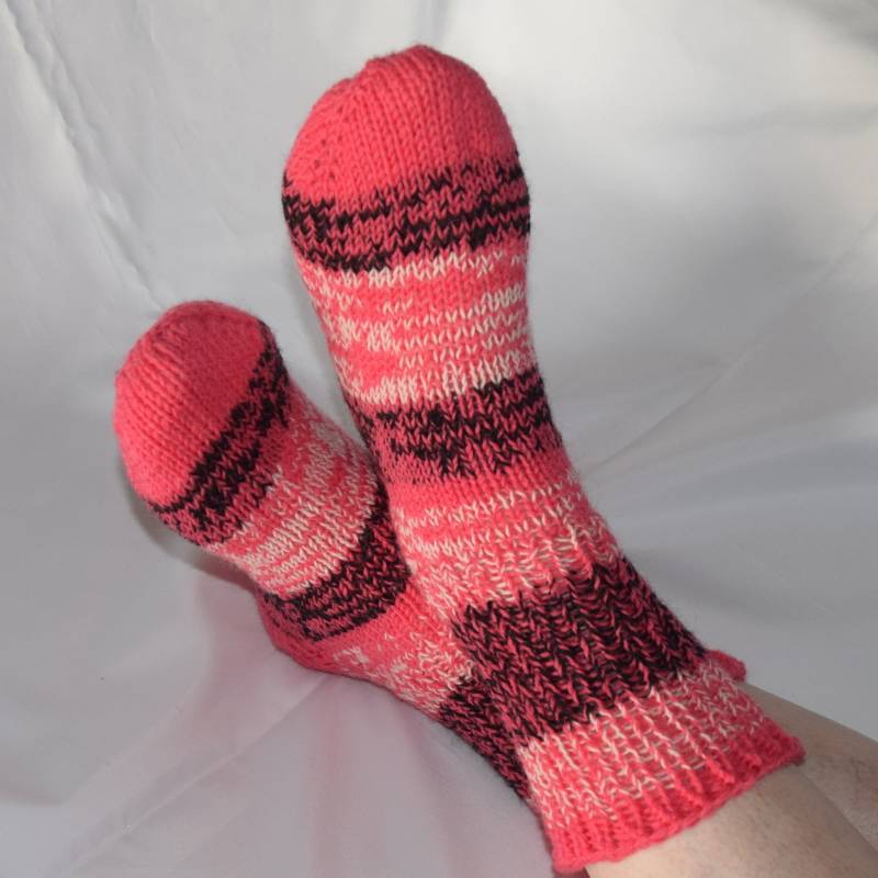 Dicke Upcycling Kuschelsocken Haussocken Pink Aus Resten Gr. 37/38 von cantharellus