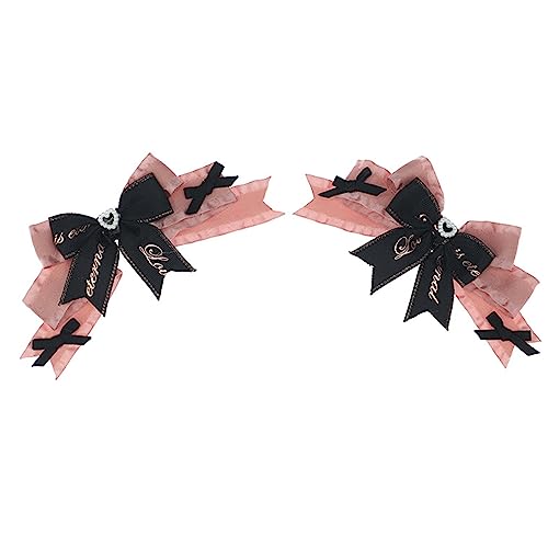 2 Stück Mädchen Cosplay Punk Haarspangen für Teenager Kinder Gothic Dunkle Haarspangen Bowknot Bowtie Rosa + Schwarz Haarspange Set von caoxhenr