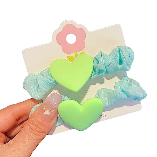 2 Teile/satz Herz Form Haar Scrunchies Candy Farbe Elastische Haar Seile Weiche Haar Seile Frühling Haar Zubehör für Kleinkind Mädchen von caoxhenr