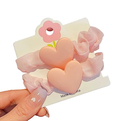 2 Teile/satz Herz Form Haar Scrunchies Candy Farbe Elastische Haar Seile Weiche Haar Seile Frühling Haar Zubehör für Kleinkind Mädchen von caoxhenr