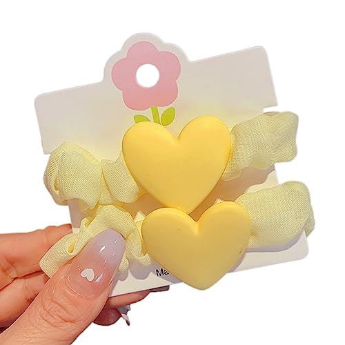 2 Teile/satz Herz Form Haar Scrunchies Candy Farbe Elastische Haar Seile Weiche Haar Seile Frühling Haar Zubehör für Kleinkind Mädchen von caoxhenr