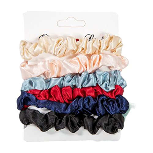 6 Stück Haargummis Satin Ornamente Kopfschmuck Stoff Elastische Haarschmuck Dicke Dünne Haargummis für Frauen Mädchen Pferdeschwanz Halter von caoxhenr