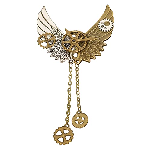 Antike Steampunk Brosche Pin für Frauen Steampunk Abzeichen Revers Pin Große Gear Brosche Mechanische Schal Sicherheitsnadel Kragen Brosche Clips, 13.5CM*6CM, Metall, Kein Edelstein von caoxhenr