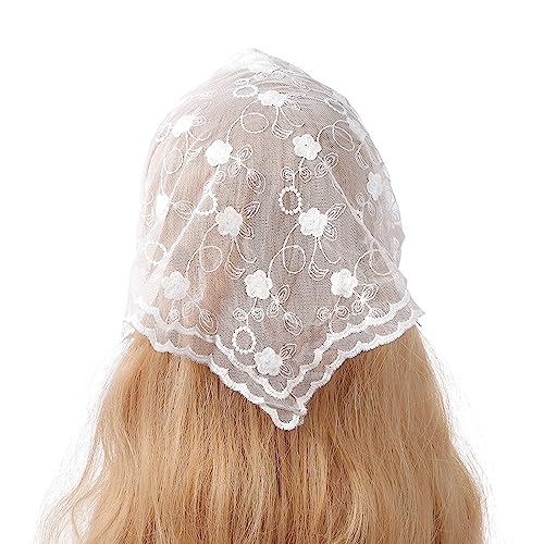 Elegante Frauen Spitze Blume Dreieck Stirnband Sommer Sunproof Spitze Dreieck Bandana Mädchen Haar Schal Turban Haar Zubehör von caoxhenr