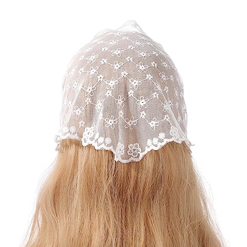 Elegante Frauen Spitze Blume Dreieck Stirnband Sommer Sunproof Spitze Dreieck Bandana Mädchen Haar Schal Turban Haar Zubehör von caoxhenr