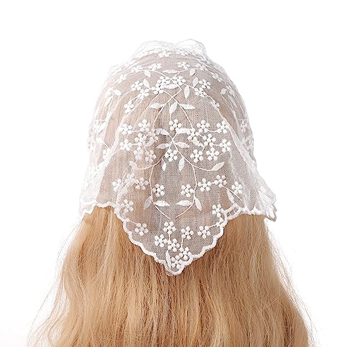 Elegante Frauen Spitze Blume Dreieck Stirnband Sommer Sunproof Spitze Dreieck Bandana Mädchen Haar Schal Turban Haar Zubehör von caoxhenr