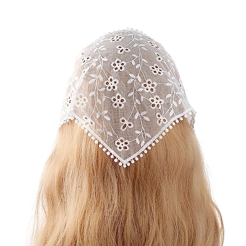 Elegante Frauen Spitze Blume Dreieck Stirnband Sommer Sunproof Spitze Dreieck Bandana Mädchen Haar Schal Turban Haar Zubehör von caoxhenr