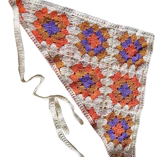 Häkeln Hohl Stirnband Bandana Floral Haar Schal Boho Kopf Kopftuch Vintage Stirnbänder Dreieck Haargummi Haarschmuck für Mädchen Frauen von caoxhenr