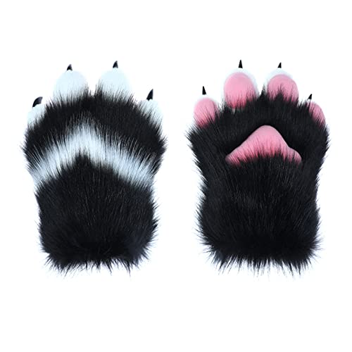 Halloween Kostüm Handschuhe Halloween Bär Pfote Handschuhe Haarige Hände Tier Pfote Handschuhe Furry Claw Paw Handschuhe Winter Warm Plüsch Handschuhe, siehe abbildung, 11.81x7.87in von caoxhenr