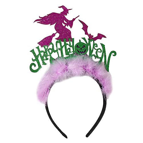 Shinning Pailletten Hexe Stirnband Plüsch Haar Hoop Halloween Party Kopfschmuck Cosplay Haarschmuck für Damen Teenager von caoxhenr