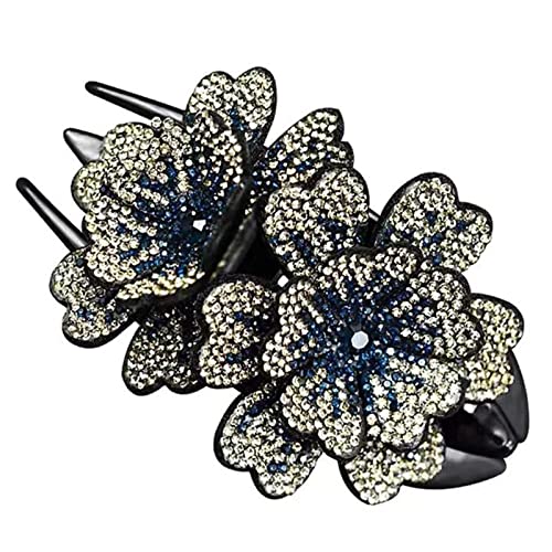 Strass Doppel Blume Haarspange für Frauen Mädchen Kristall Entenschnabel Clip Haarnadel rutschfeste Frauen Elegante Haar Schwalbenschwanzclips von caoxhenr