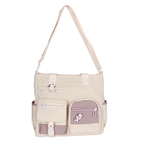 caoxhenr Canvas Crossbody Bag with Cute Pins for Women Girls Casual Shoulder Messenger Bag Large Capacity Students Schoolbag, W, 11.81x3.94x10.63in von caoxhenr