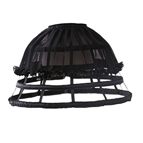 caoxhenr Damen Lolita aushöhlen Vogelkäfig Petticoat Elastische Taille 4 Reifen Plissee Rüschen Cosplay Unterrock Hochzeitskleid Crinoline Unter Rock, BK, One size von caoxhenr