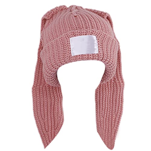 caoxhenr Kaninchenohren Strickmütze Häkeln Strickmütze Skullies Beanie Lange Ohr Bucket Hat Niedliche Bunny Hut für Frauen Herbst Winter Warm, Pk, Einheitsgröße von caoxhenr