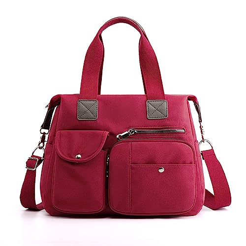 caoxhenr Nylon-Tragetasche, Freizeittasche, große Kapazität, Umhängetasche für Mädchen und Frauen, einfarbig, Geldbörse, Reisetaschen, Handtaschen, Wr, 13.78x12.60x5.51in von caoxhenr