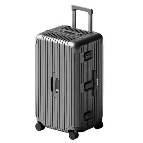 Koffer Gepäck, verdickter und Stabiler Aluminiumrahmen-Koffer, Herren- und Damen-Trolley, codierter Lederkoffer Suitcase (Color : Gray, Size : 28in) von caoxinlei