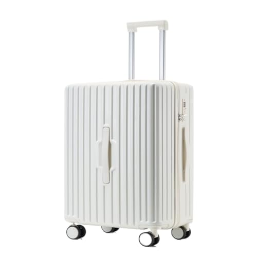 caoxinlei Koffer 20-Zoll-Multifunktions-Passwort 24-Trolley-Koffer for Männer und Frauen, Leichter Koffer, frischer Koffer Suitcase (Color : White, Size : 24in) von caoxinlei