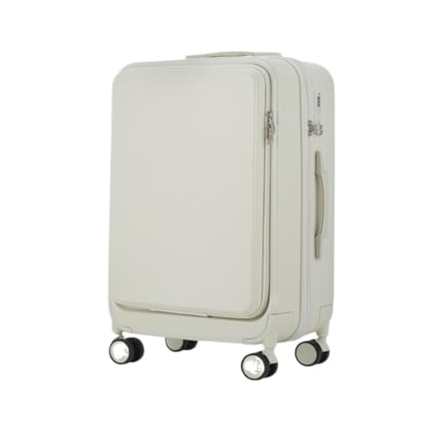 caoxinlei Koffer Multifunktionaler Koffer-Trolley for Männer, Robuster Und Langlebiger Studenten-Universal-Rad-Passwort-Koffer Suitcase (Color : White, Size : 20in) von caoxinlei