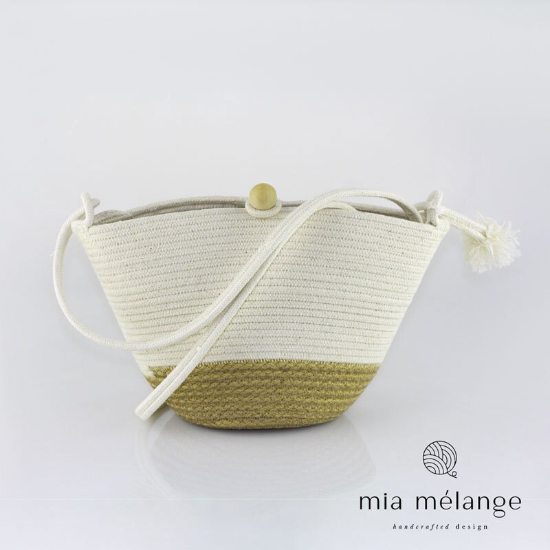 Mia Mélange Umhängetasche Mit Knopfverschluss - Jute Kollektion von capsunshop