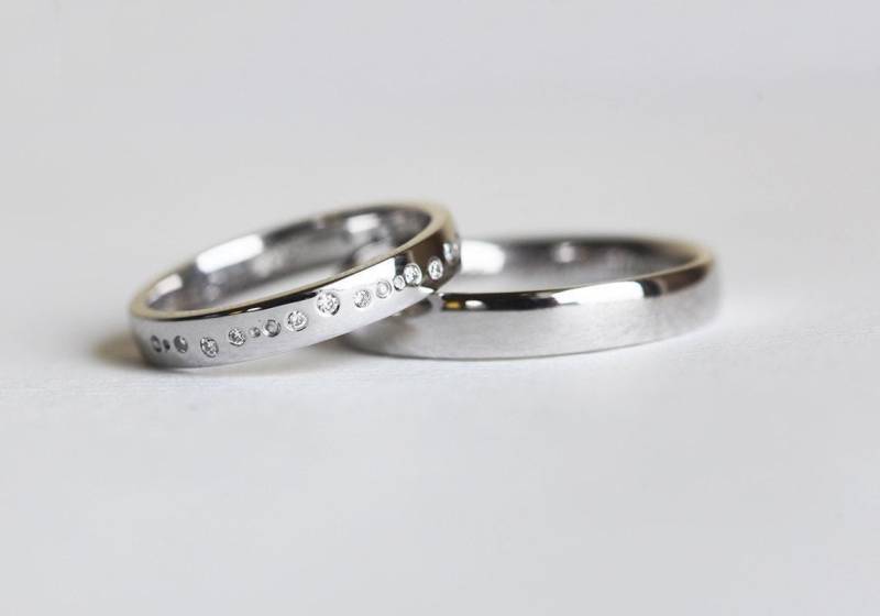 Diamant Ehering Set Für Sie Und Ihn Aus 585Er Oder 750Er Gold von capucinne