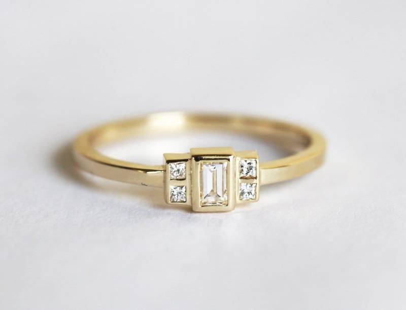 Baguette Diamant Verlobungsring Art Deco Ehering von capucinne