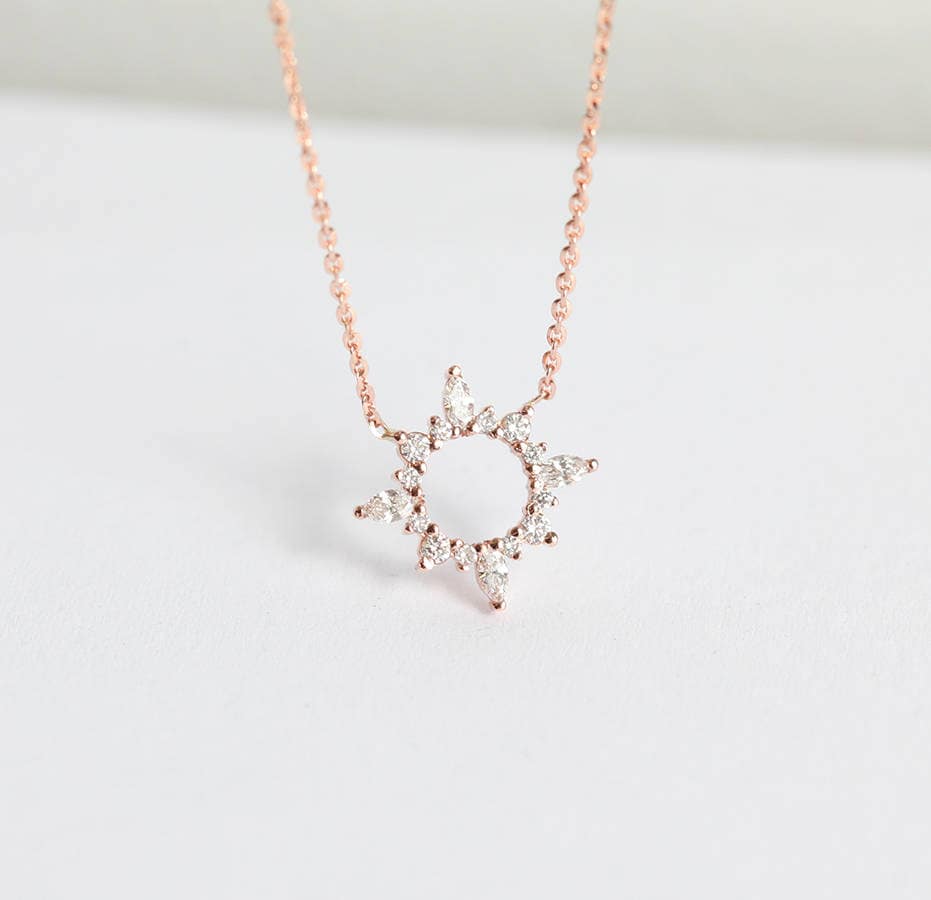 Halo Diamant Halskette, Diamon Sun Einfache Kreis Gold Halsketten, Rose Geschenk Für Sie von capucinne