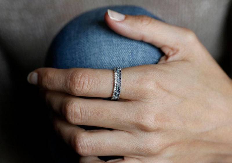 Saphir Pave Ring 14K Gold Eternity Ehering von capucinne