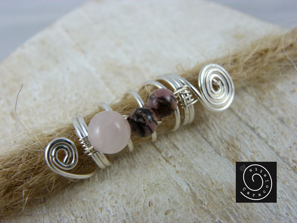 Dread Schmuck Beads "Pink" Rasta Swirls Rosenquarz Rhodonit Dread Schmuck Beads "Pink" Rasta Swirls Rosenquarz Rhodonit von caracoletta