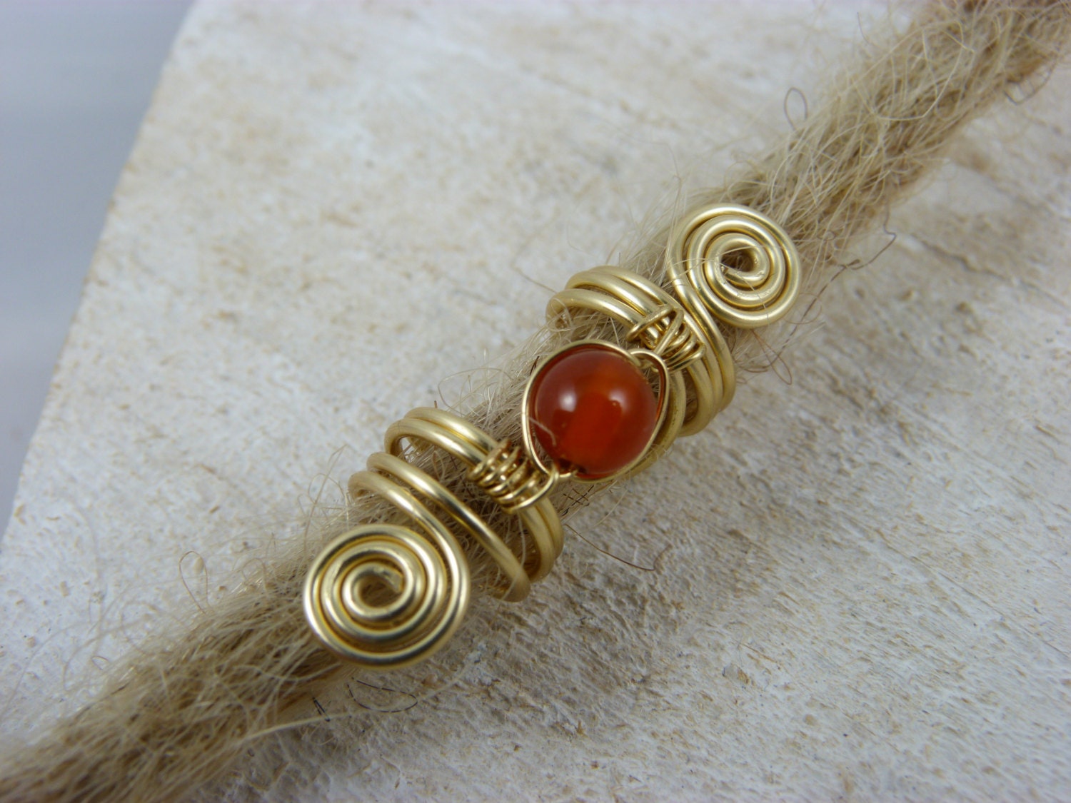 Dreadlock Schmuck "Karneol" Gold Dreadperle Dread Kristallperle Dreadlock Schmuck "Karneol" Gold Dreadperle Dread Kristallperle von caracoletta
