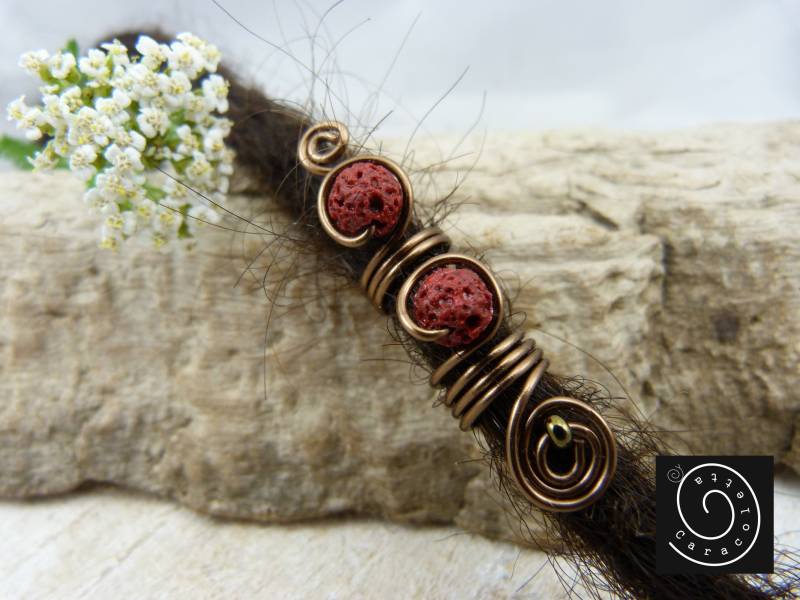 Dreadlocks Schmuck Rote Lavaperlen, Dreadperle Bronze Mit Lavaperlen, Rasta Rot, Geschenk Für Dreadfreundin Dreadlocks Schmuck Rote Lavaperlen, Dreadperle Bronze Mit Lavaperlen, Rasta Rot, Geschenk Für Dreadfreundin von caracoletta
