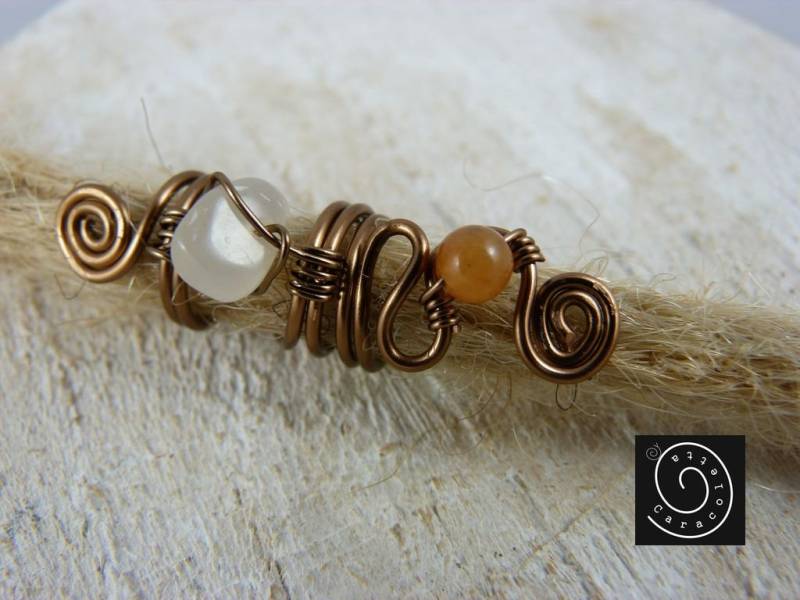 Dreadschmuck, Bronze, Mondstein, Jaspis, Wire Wrapped Dreadlocks Perle, Rastaschmuck, Braids Dreadschmuck, Bronze, Mondstein, Jaspis, Wire Wrapped Dreadlocks Perle, Rastaschmuck, Braids von caracoletta