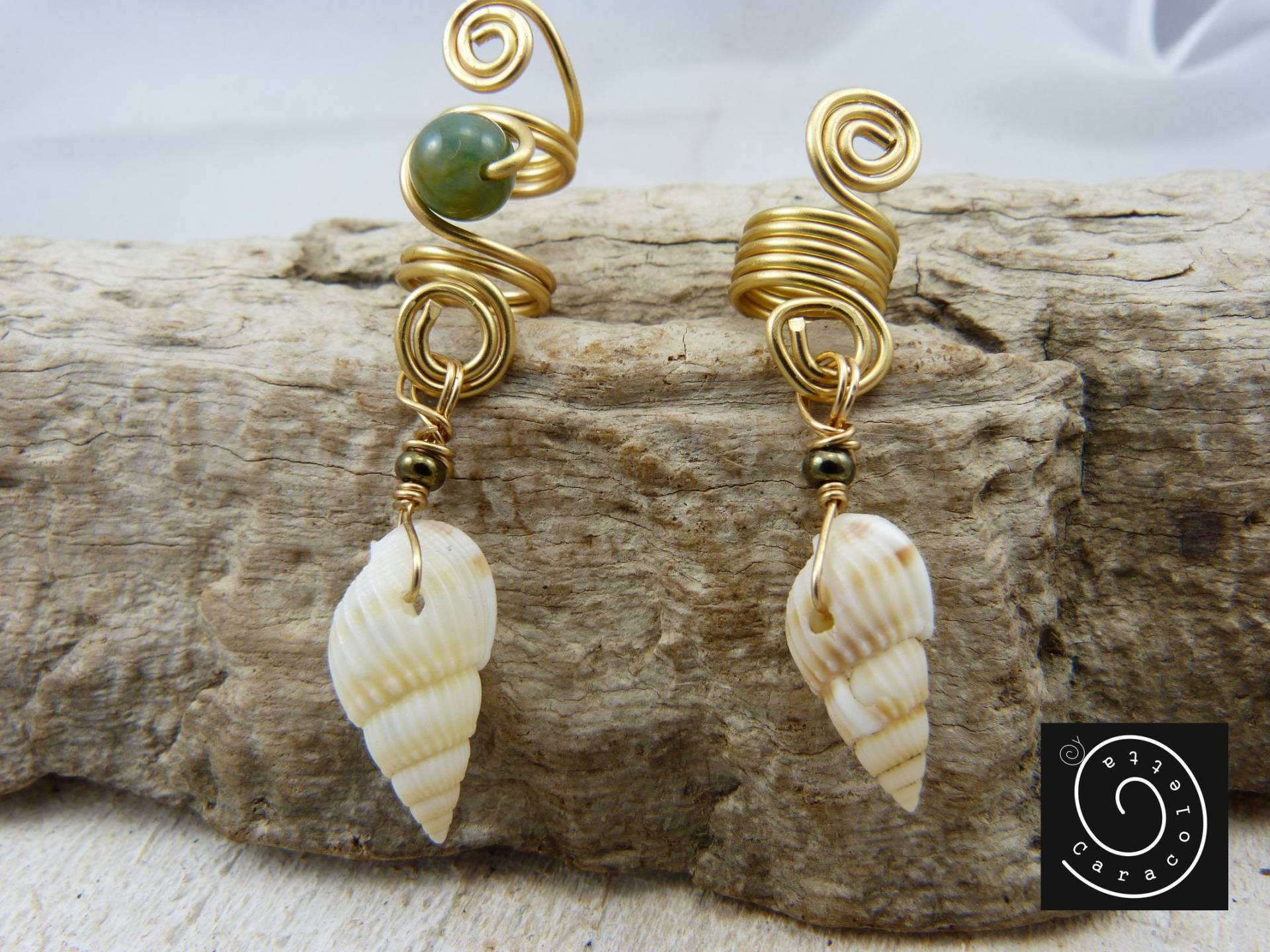 Meeres Dreadschmuck Mit Schneckenhäusern Und Ozeanjaspis, Set Dreadlocks Perlen Anhänger Gold Oder Bronzefarben, Geschenk Für Freundin Meeres Dreadschmuck Mit Schneckenhäusern Und Ozeanjaspis, Set Dreadlocks Perlen Anhänger Gold Oder Bronzefarben, Geschenk Für Freundin von caracoletta