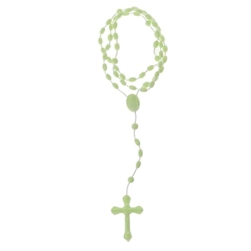 caralin 8 Farben Kunststoff nachtleuchtende Halskette Rosenkranz Perlen leuchtende Halskette Katholizismus Gebet religiöser Schmuck für den täglichen Gebrauch grün von caralin