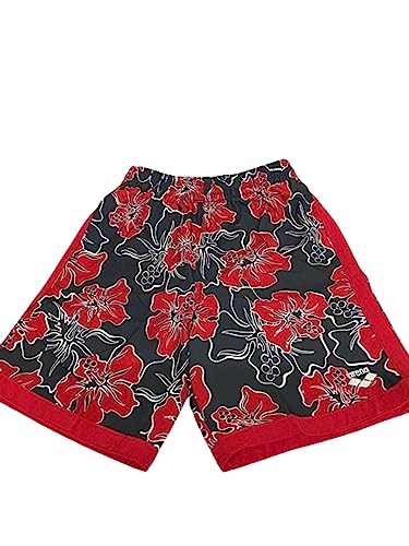 carboo-shop.de Jungen Badeshorts Aquashorts Bermuda Watershorts mit auffälligem Flowers Design: Farbe: Red Dark Navy, Größe: 176 von carboo-shop.de