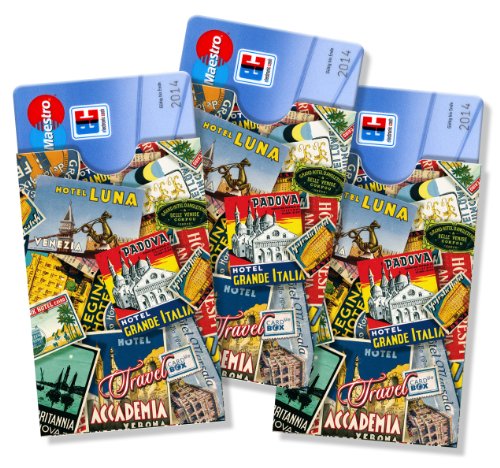 cardbox 3er Set 3 Kartenhüllen > für ec-Karten, Kundenkarten, keycards UVM. > Motiv: Travelbox von cardbox