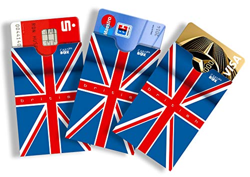 British cardbox /// Motiv: Union Jack/Britische Fahne/Flagge /// 3er Set /// Card Holder, Kartenhalter, Kartenhülle - Hülle für alle Ausweise und Karten im Scheckkartenformat von cardbox