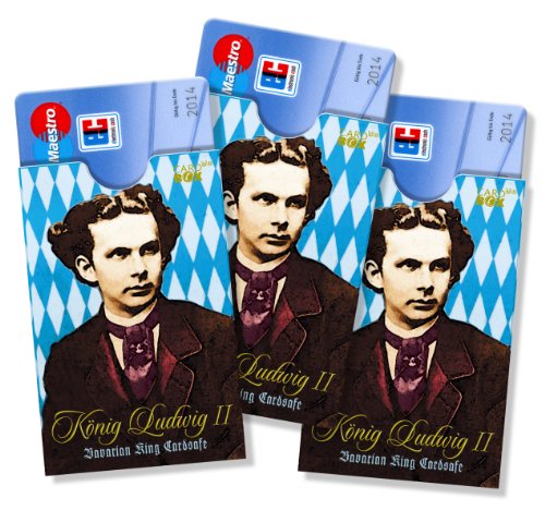 EC Kartenhüllen - Ausweishüllen - Führerscheinhüllen - cardbox Motiv: KÖNIG Ludwig II. (jung) aus Bayern /// 3er Set /// Souvenir aus Bayern von cardbox