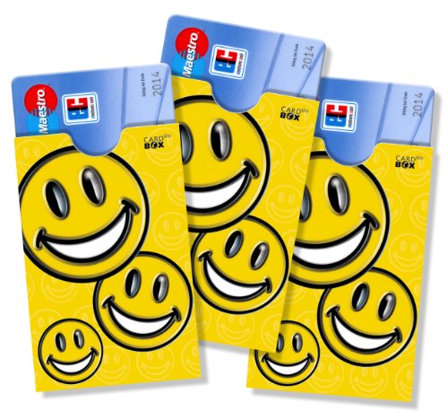 Funny cardbox /// Motiv: Smiley /// 3er Set /// Hüllen für ec-Karten, Kreditkarten, Versichertenkarten, Kundenkarten oder als Geldgeschenk-Verpackung von cardbox