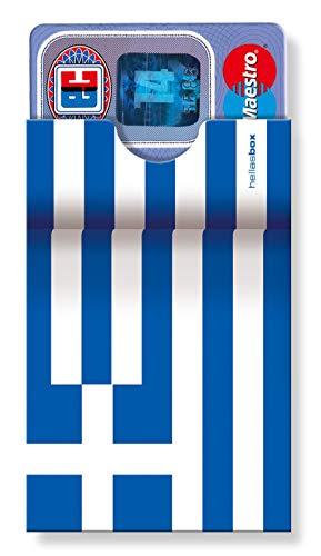 Griechische cardbox /// Motiv: Griechenland Flagge/Griechische Fahne /// 3er Set /// Hüllen für Karten und Ausweise Aller Art im Scheckkartenformat von cardbox