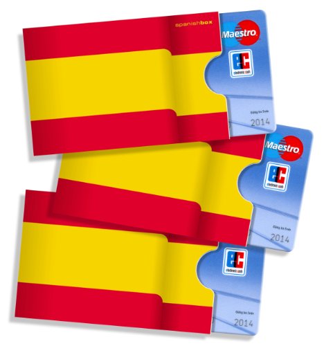 Spanische Kartenhülle cardbox /// Motiv: Spanien Fahne/Spanische Flagge /// 3er Set /// Kartenhüllen & Ausweishüllen für Karten und Ausweise Aller Art im Scheckkartenformat von cardbox