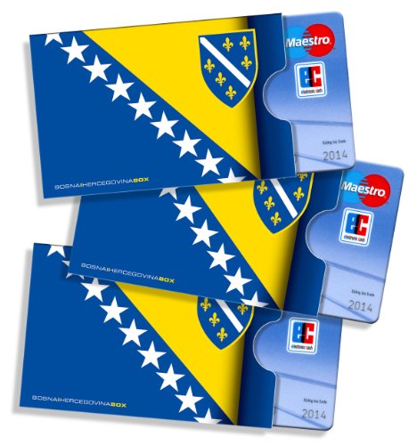 cardbox /// Motiv: Bosnien und Herzegowina Flagge /// 3er Set /// Ausweishüllen/Kartenhüllen/Führerscheinhüllen/Hüllen für alle Karten im Scheckkartenformat von cardbox