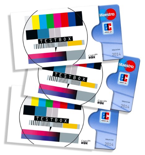cardbox /// Motiv: Testbild/TESTBOX /// 3er Set /// Hüllen für Büchereiausweise, Werksausweise, Führerscheine, Bankkarten und alle Anderen Karten im Scheckkartenformat von cardbox