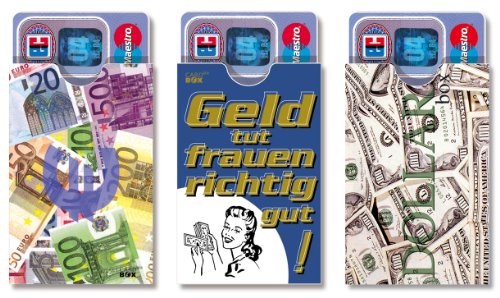 cardbox Geld Set I /// Motive: Euro, Geld TUT Frauen richtig gut, Dollar /// 3er Set /// Bankkartenhülle, Kreditkartenhülle, ec Kartenhülle - für Jede Hülle im Scheckkartenformat das richtige Motiv von cardbox