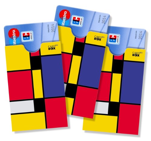 cardbox Motiv: Mondrian /// 3er Set /// Hülle für Plastikkarten => Führerscheine, ePersos, Kundenkarten, ec-Karten UVM. von cardbox