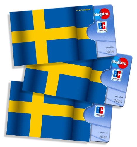 cardbox Motiv: Schweden Flagge/Schwedische Fahne /// 3er Set /// Ausweishüllen/Kartenhüllen/Führerscheinhüllen/Hüllen für alle Karten im Scheckkartenformat von cardbox