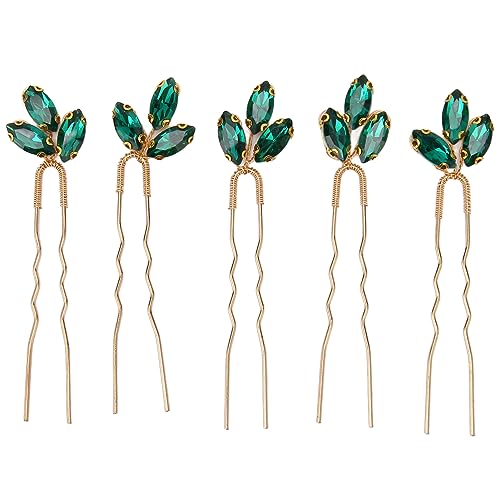 Grüner Strasshaarstift, 5pcs Hochzeitshaarstück für Brautbrautjungfern Frauen Mädchen von cardyven